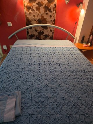 Colcha crochet azul