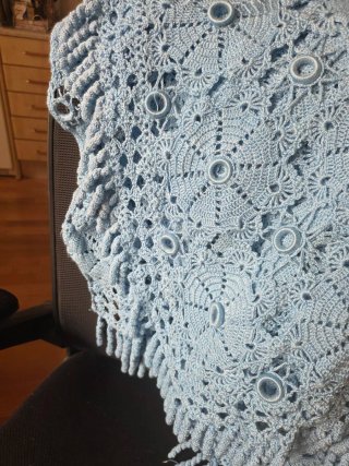 Colcha crochet azul