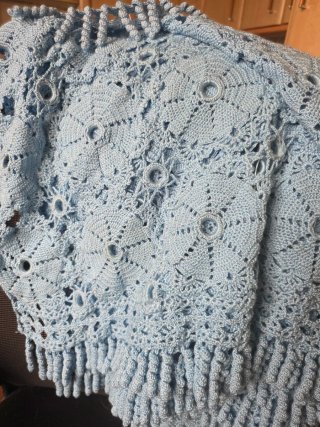 Colcha crochet azul