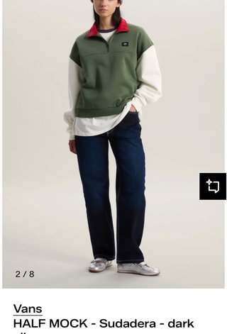 Sudadera Vans verde con cuello rojo