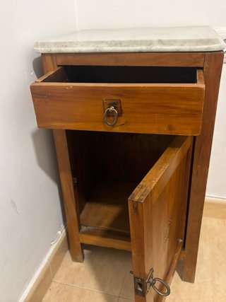 Mesita Noche Vintage Madera y Mármol