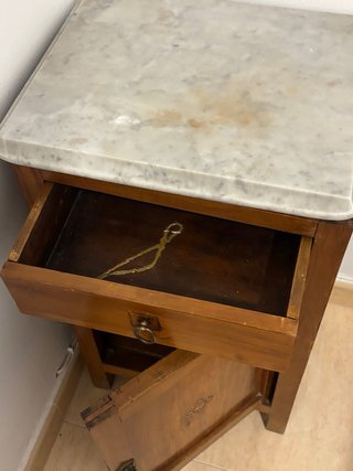 Mesita Noche Vintage Madera y Mármol