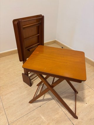 2 Mesitas Auxiliares Plegables Madera