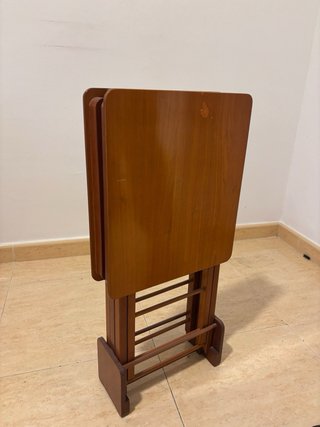 2 Mesitas Auxiliares Plegables Madera
