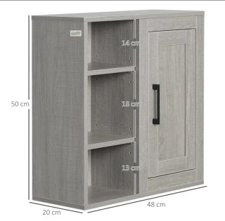 Armario de pared gris con 3 estantes