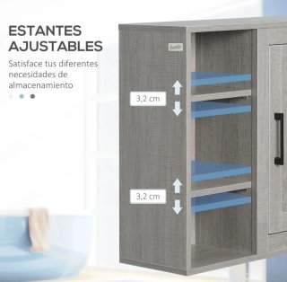 Armario de pared gris con 3 estantes