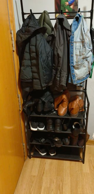 Zapatero y perchero multifuncional negro