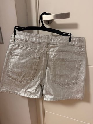 Pantalón corto plateado Mango TALLA S