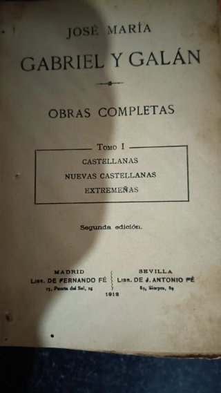 Libro antiguo José María Gabriel y Galán 1912