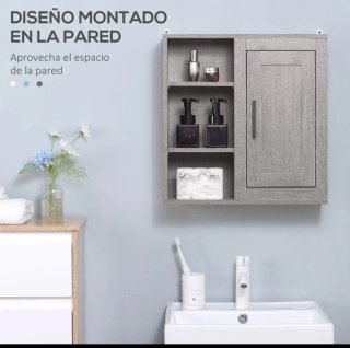 Armario pared gris 3 estantes