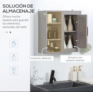 Armario pared gris 3 estantes