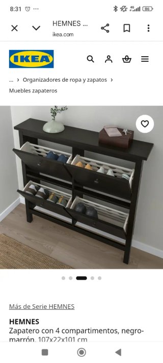 Zapatero HEMNES IKEA Negro/Marrón