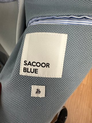 Americana Verano Talla 48 Azul Grisáceo