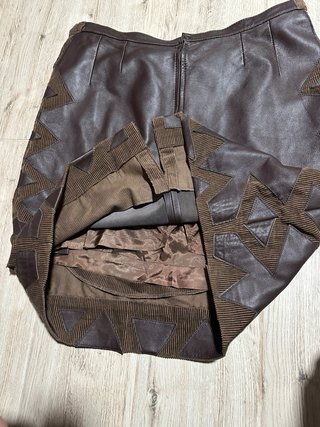 Saia Vintage Pele Genuína Castanha 5 xl