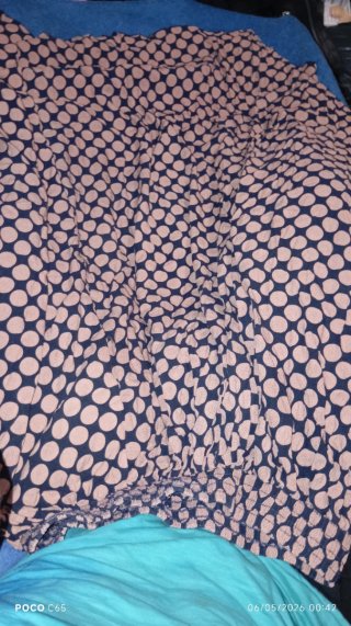 Falda larga lunares azul y salmon