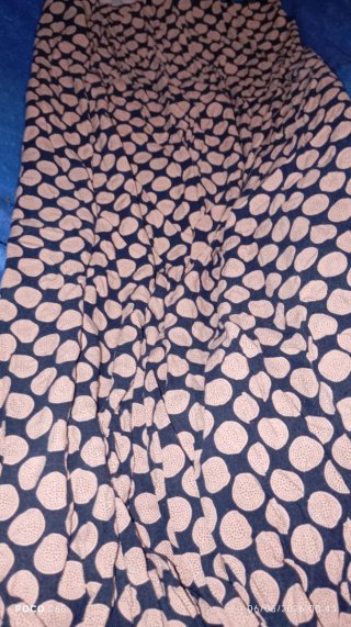 Falda larga lunares azul y salmon
