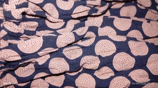Falda larga lunares azul y salmon