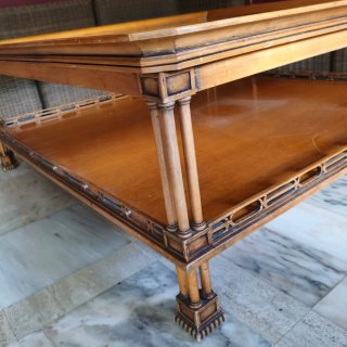 Mesa de centro madera maciza y cristal