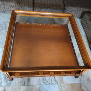 Mesa de centro madera maciza y cristal