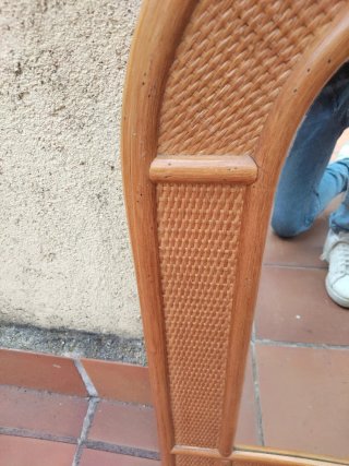 Espejo curvo madera Bambú y Ratán vintage años 60