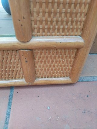 Espejo curvo madera Bambú y Ratán vintage años 60
