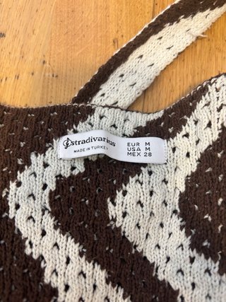 Bolso de rayas marrón y blanco