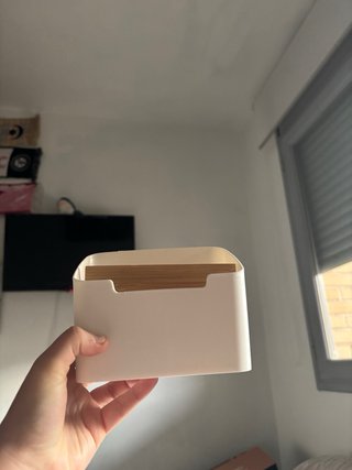 Organizador de escritorio bambú y plástico