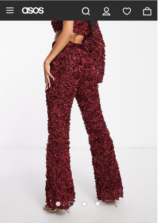 Set ASOS LUXE lace 3D pantalón y top burdeos t 42