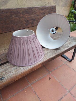 Pantalla Tulipa lámpara tela seda  vintage antigua