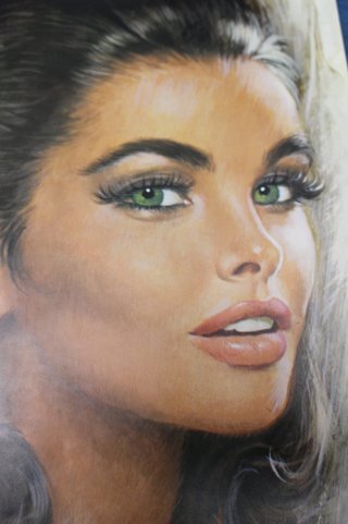 Serigrafía años 60 de Lou Shabner (1917-1981) | Pin-up ojos verdes.