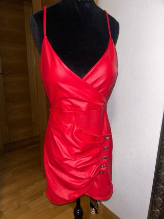 Vestido rojo polipiel talla única
