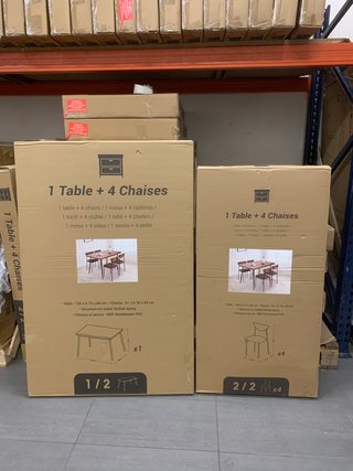 Mesa comedor industrial y 4 sillas