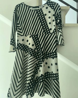 Vestito Miss Miss fantasia righe pois