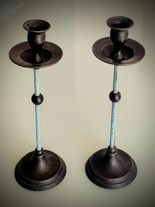 Coppia Candelabri Metallo