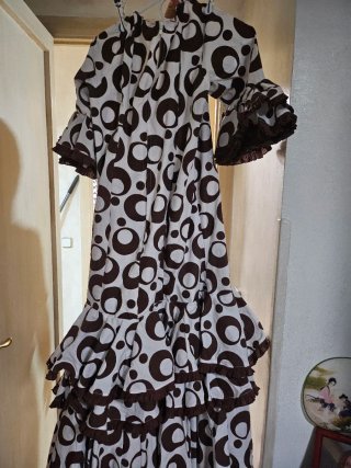 Vestido Flamenco Lunares Marrón y Blanco