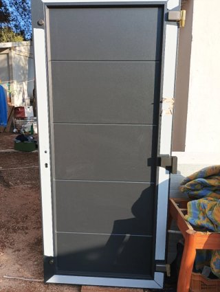 Puerta de entrada gris moderna