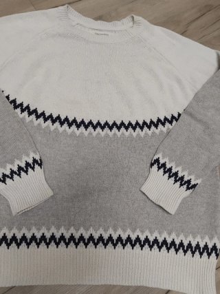Jersey blanco y gris talla S