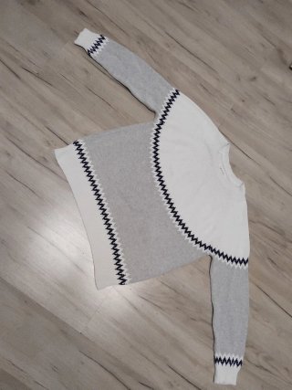 Jersey blanco y gris talla S