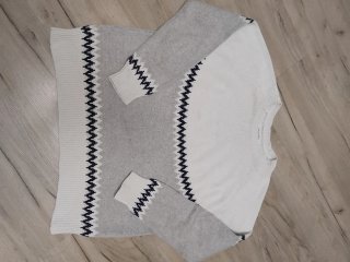 Jersey blanco y gris talla S