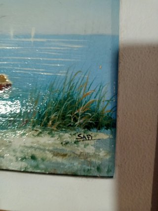 3 Quadri Pittura Olio Mare Barca