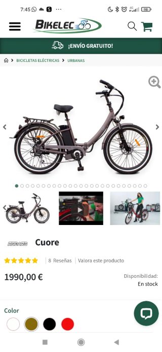 Bicicleta Eléctrica Urbana Cuore