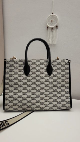Borsa Michael Kors Logo Jacquard Beige/Nero