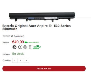 Batteria XU120001-12 per HP E1-532 / Acer E1-532