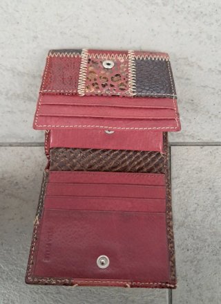 Portafoglio Coveri Pelle Patchwork Rosso Marrone