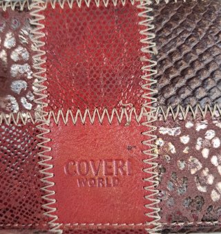 Portafoglio Coveri Pelle Patchwork Rosso Marrone