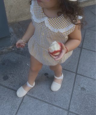 Pelele niña cuadros mostaza  talla 2,3
