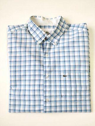 Camisa Lacoste cuadros azul y blanco