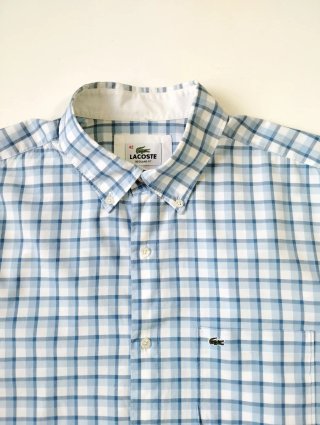 Camisa Lacoste cuadros azul y blanco