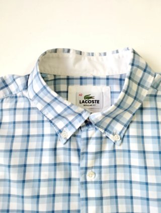 Camisa Lacoste cuadros azul y blanco