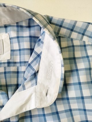 Camisa Lacoste cuadros azul y blanco